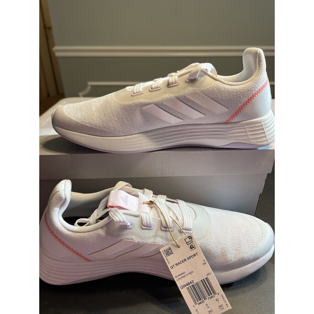 adidas QT Racer Sport Women's 9.5 Running Sneakers White on White